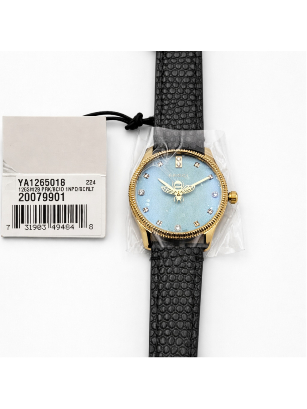 NEW Gucci G-Timeless 29mm Watch Mother of Pearl Blue Bee YA1265018 - Picture 5 of 11